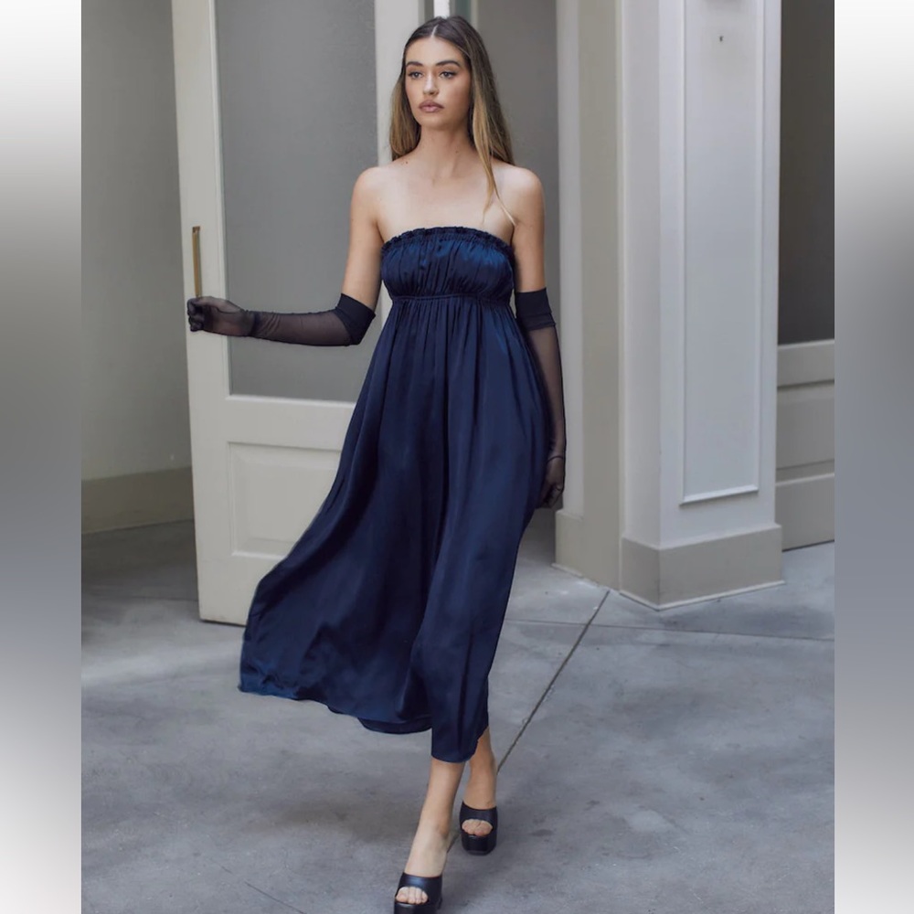 Stone Cold Fox Navy Strapless Midi Dress